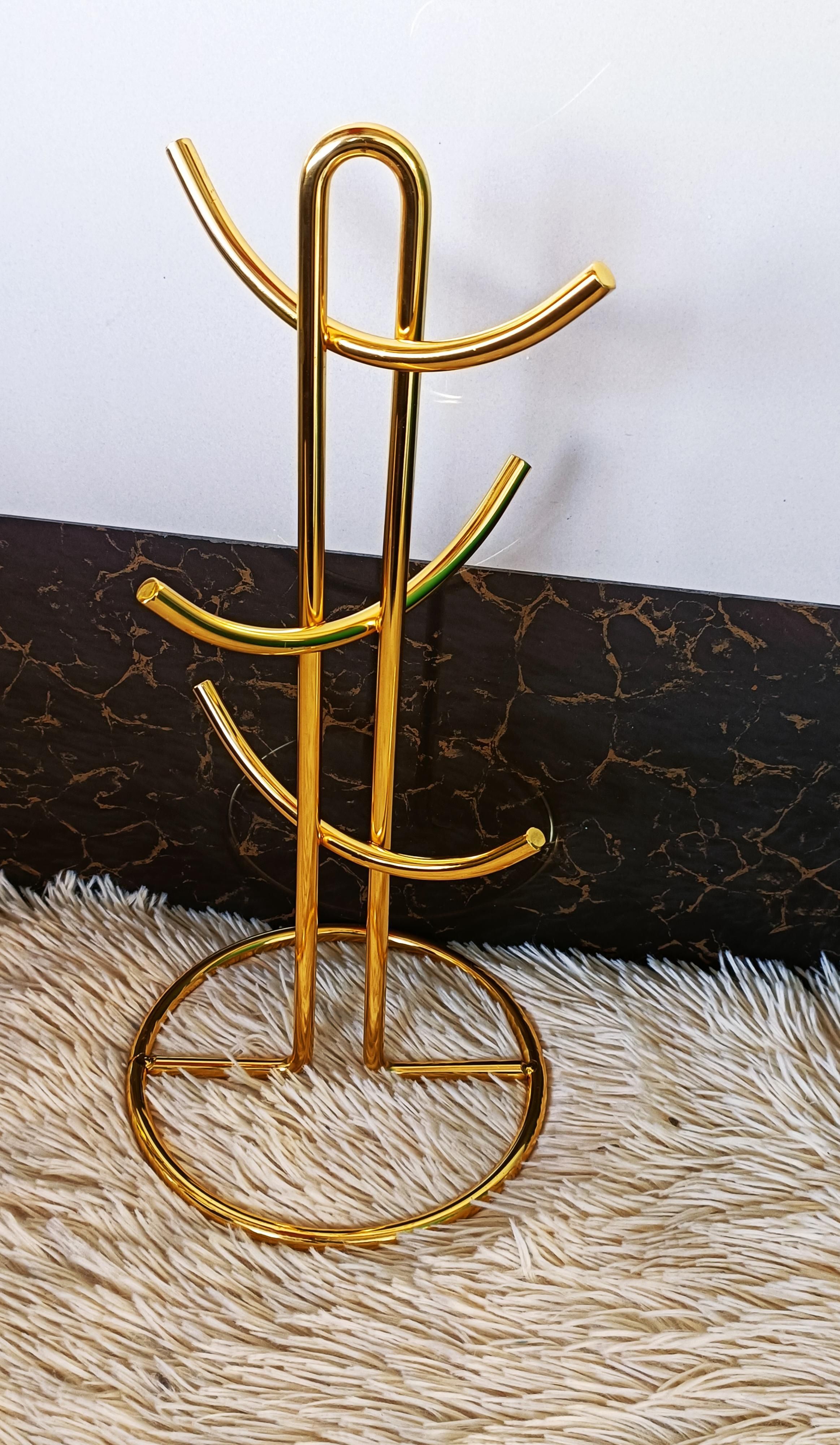 Cup Holder, Mug Tree, Classic Design, - Cup Holder With 6 Hooks For Cup Tea Coffee Cup, Gold Coated Stand For Kitchen Mug Rack Tabletop