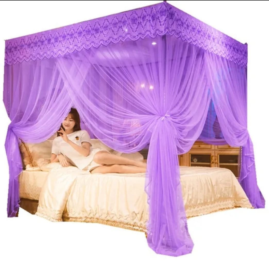 VALENTINE SPECIAL OFFER!!!. 4 Stand Mosquito Net Four Corner Post Elegant Mosquito Net Bed Canopy Set, Luxury Princess Bed Curtain Mosquito Net Bed Netting Canopy for Home without rails