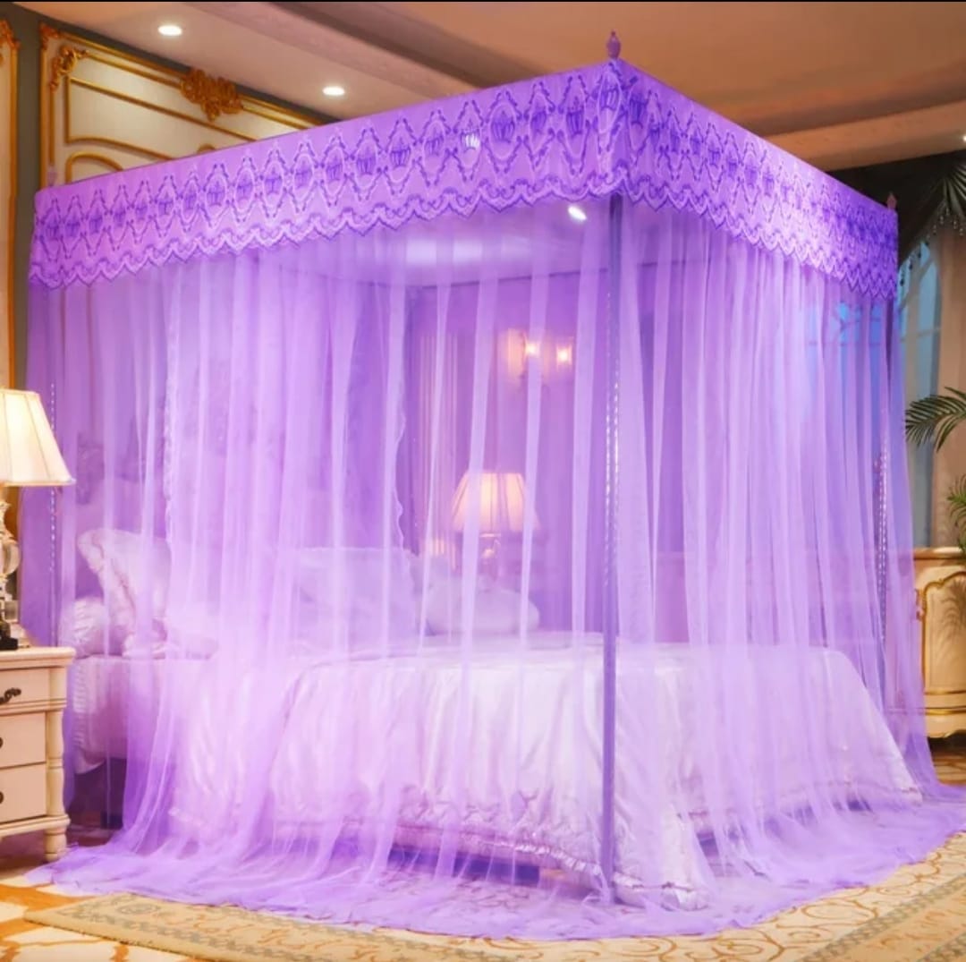 VALENTINE SPECIAL OFFER!!!. 4 Stand Mosquito Net Four Corner Post Elegant Mosquito Net Bed Canopy Set, Luxury Princess Bed Curtain Mosquito Net Bed Netting Canopy for Home without rails