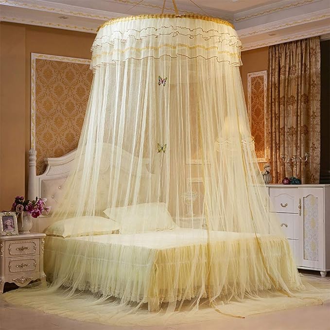 VALENTINE SPECIAL OFFER!!!. Round Hoop Mosquito Net for Bed, Breathable Mosquito Net Bed Canopy Hanging Curtain Netting, Round Hoop Sheer Bed Canopy