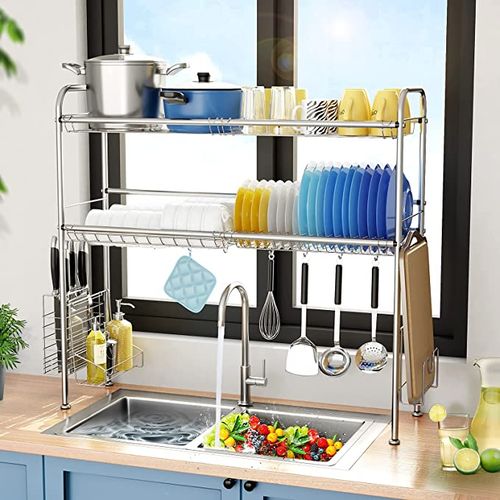 CLEARANCE SALE..Over The Sink 2 Tier Silver Over The Sink Dish Drainer.
SPACE SAVER – This dish rack expands for use on the counter, in the sink, or over the sink. Easy to assemble, over-the-sink woul