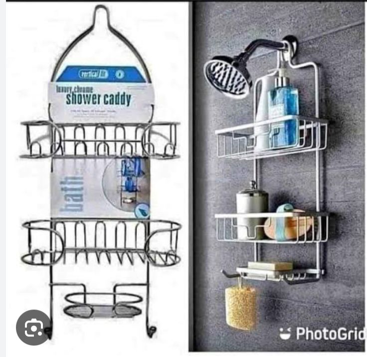 PRICE DROP..Shower Caddy Stainless Steel 3-Tier Bathroom Organizer..Material: Stainless Steel
3 storage Shelves
Strong
Has soap dish Holder
Vertical Wall Hanging
Fits all types of shower heads
