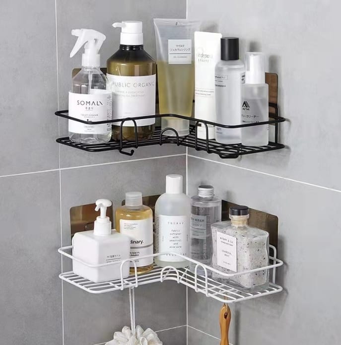 Bathroom/Kitchen/Toilet Corner Shelf Organizer.QUALITY CONSTRUCTION: Made of strong steel wire with a durable rust-resistant finish; Easy Care - Wipe clean with damp cloth