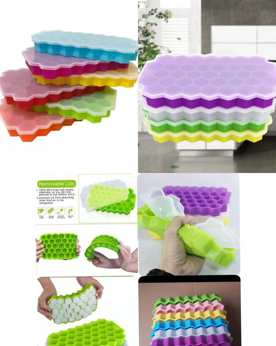 37 Grids Silicon Ice Cube Maker Tray + Top Cover..Product Name: Honeycomb Ice Cube Maker Tray
Material: Food grade silicon
Product features: soft and easy to demould
Durable
Space Saving
Use: Silicone