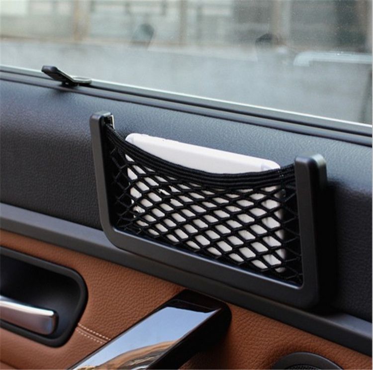 Universal Black Car Net Bag Phone Holder Storage Pocket Organizer Car Mesh Net Holder Pocket  for Wallet, Keys, Pens, and MORE