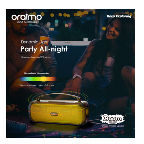Oraimo Boom Powerful Sound Massive Bass Portable Wireless Speaker OBS-75D