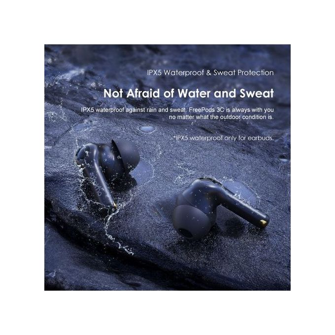 Oraimo FreePods 3C ENC Calling Noise Cancellation Long Playtime True Wireless Earbuds-Black