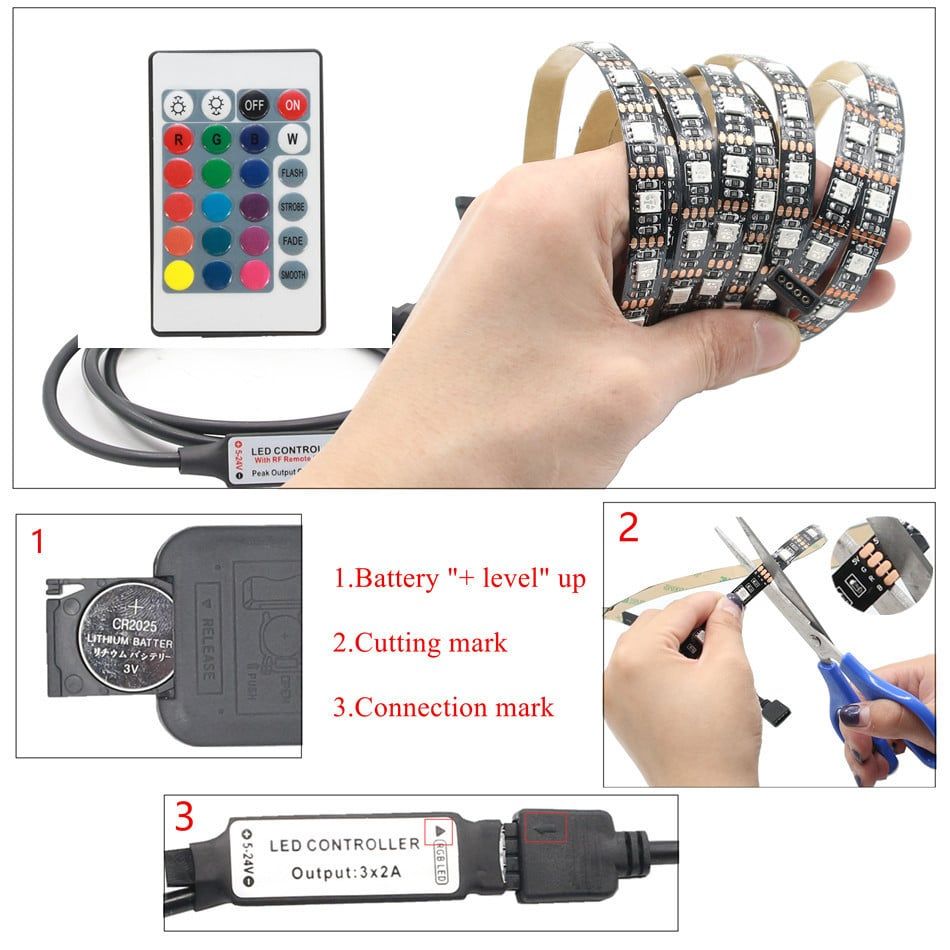 Superbright usb led strip TV background lighting with 24Key Remote