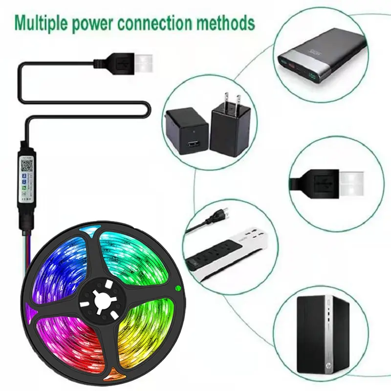 LED Strip Light Color USB RGB Tpae Bluetooth LED Strip Bedroom Decoration 5050 5m 10m TV LED Backlight For Christmas