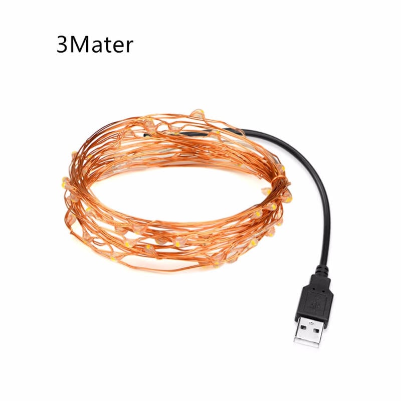 DC 5V 3M USB charger LED strip light USB Powered RGB Copper Wire tape Holiday String lighting outdoor Fairy Christmas Tree