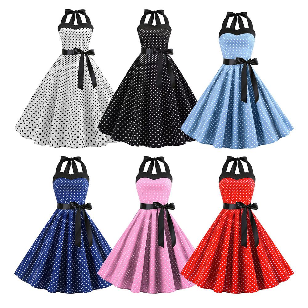 Large Quantity Selling New Polka Dot Strapless Women Evening Dresses Retro Large Hem Girls Long Skirts Parties Concerts Girls Formal Casual Dress