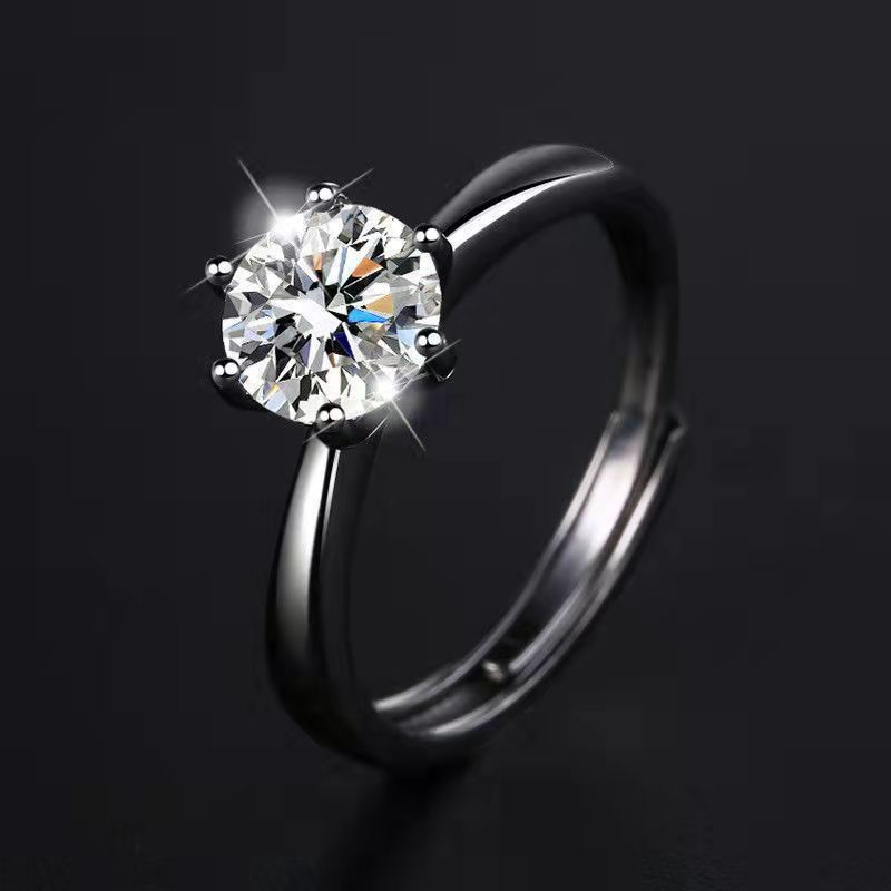 925 Silver Couple Ring 1 Carat Couple Ring Platinum Pair Open Diamond Wedding Ring Qixi Valentine's Day Gift for Wife