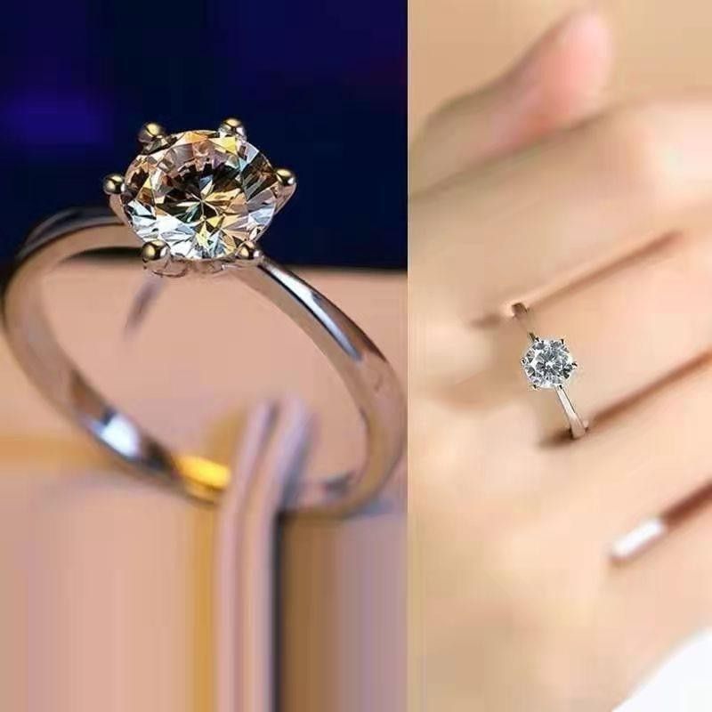 925 Silver Couple Ring 1 Carat Couple Ring Platinum Pair Open Diamond Wedding Ring Qixi Valentine's Day Gift for Wife