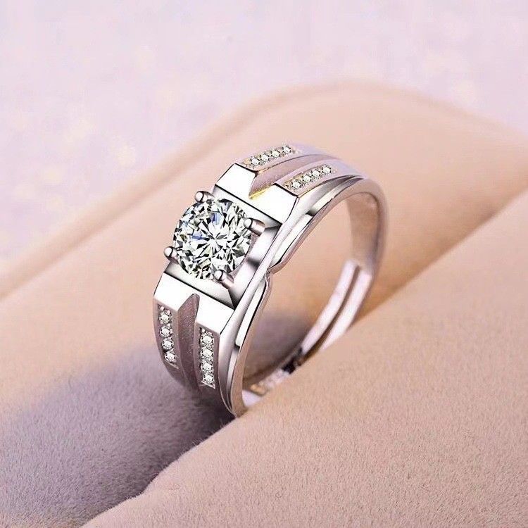 925 Silver Couple Ring 1 Carat Couple Ring Platinum Pair Open Diamond Wedding Ring Qixi Valentine's Day Gift for Wife