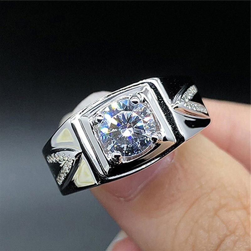 925 Silver Couple Ring 1 Carat Couple Ring Platinum Pair Open Diamond Wedding Ring Qixi Valentine's Day Gift for Wife