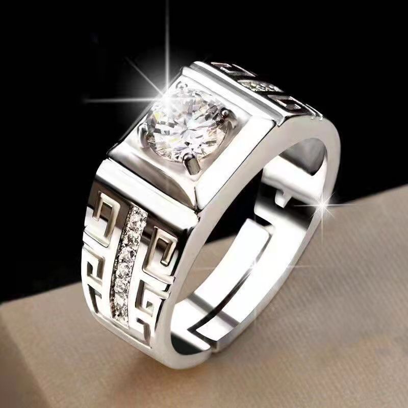 925 Silver Couple Ring 1 Carat Couple Ring Platinum Pair Open Diamond Wedding Ring Qixi Valentine's Day Gift for Wife