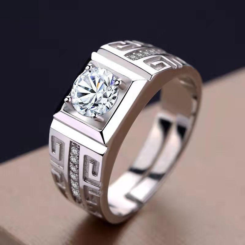925 Silver Couple Ring 1 Carat Couple Ring Platinum Pair Open Diamond Wedding Ring Qixi Valentine's Day Gift for Wife