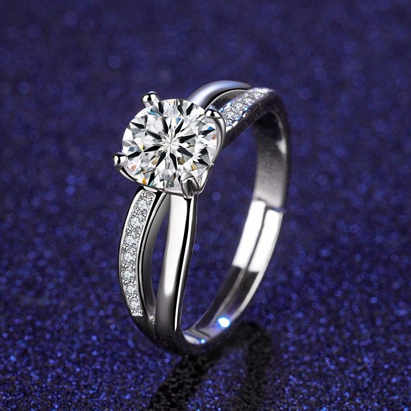 925 Silver Couple Ring 1 Carat Couple Ring Platinum Pair Open Diamond Wedding Ring Qixi Valentine's Day Gift for Wife