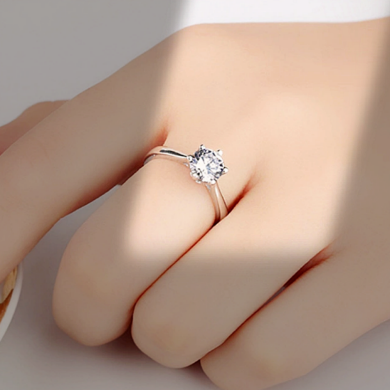 925 Silver Couple Ring 1 Carat Couple Ring Platinum Pair Open Diamond Wedding Ring Qixi Valentine's Day Gift for Wife