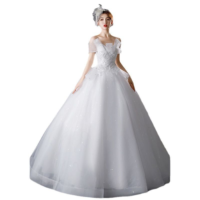 Light Wedding Dress 2024 New Bride Forest Style One Shoulder French Super Immortal Dream Slimming Pregnant Women High Waist Wedding Dress Tie Design French Romantic Wedding Dress