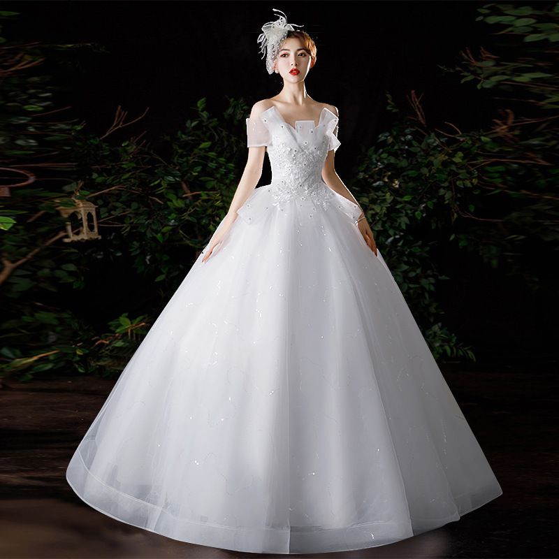 Light Wedding Dress 2024 New Bride Forest Style One Shoulder French Super Immortal Dream Slimming Pregnant Women High Waist Wedding Dress Tie Design French Romantic Wedding Dress