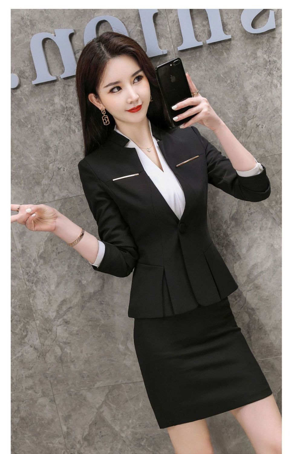 2024 Africa Summer New Gray Suit Jacket Women Long Sleeve Temperament Slimming Professional Suit High-grade Fashion Thin Professional Black Small Suit College Students Professional Suit Work Clothes