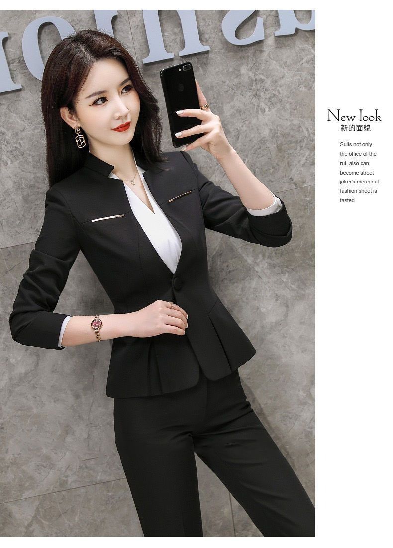 2024 Africa Summer New Gray Suit Jacket Women Long Sleeve Temperament Slimming Professional Suit High-grade Fashion Thin Professional Black Small Suit College Students Professional Suit Work Clothes