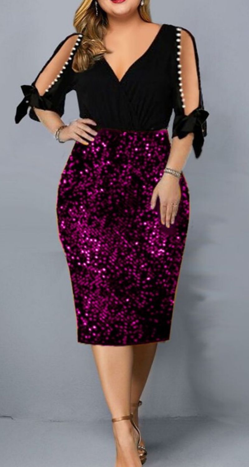 2024 European And American New V-neck Personalized Sequin Design Large Women's Dress Fashion Sequin Evening Dress Party Concert Evening Party Gentle Dress Wrap Hip Dress