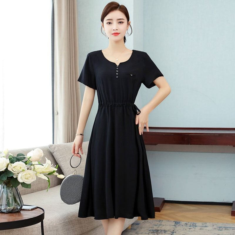 2024 Africa European American Summer Women's High-end Pure Cotton Silk Dress Women's Mid-length Temperament Mother Summer Dress FashionTemperament Elegant Style