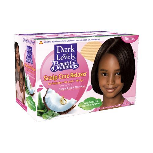 Dark & Lovely Beautiful Beginnings Scalp Care No Lye Relaxer With Coconut Oil &Aloe Vera Kit- Normal