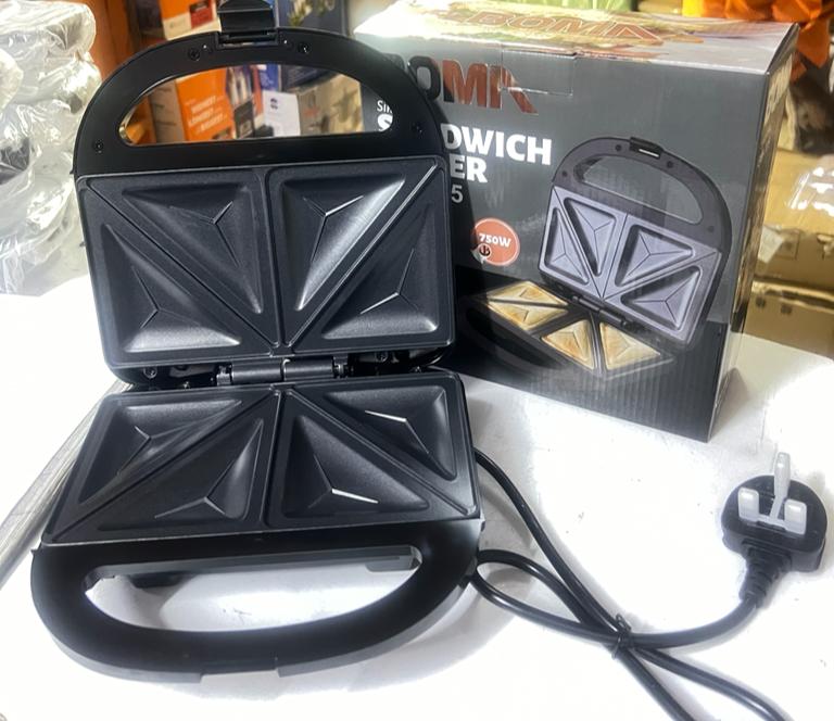 Generic  2-Slice Bread Grill Sandwitch Maker Cut and seal 2 rounds of toasted sandwich
Non stick cooking plates for easy cleaning 
Power on and ready indicator lights
Cool touch housing with locking c
