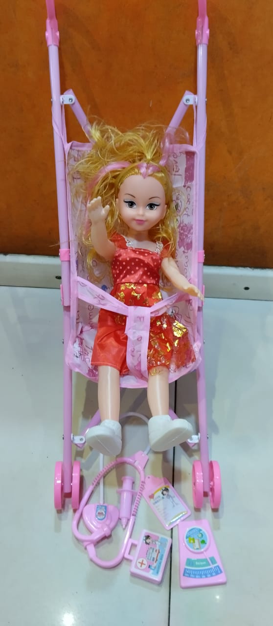Doll+ stroller and doctors kit BEST GIFT FOR KIDS DURING BIRTHDAYS HELPS THEM IN MAKING PLAYING FUN