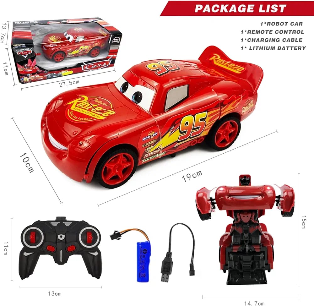 Lightning McQueen Remote Control Car 2in1 Transform Robot RC Cars Deformation Car Model Toy One Button Transformation High Speed Drifting Birthday Gifts for Over 3 Years Old for Boys Girls Kids