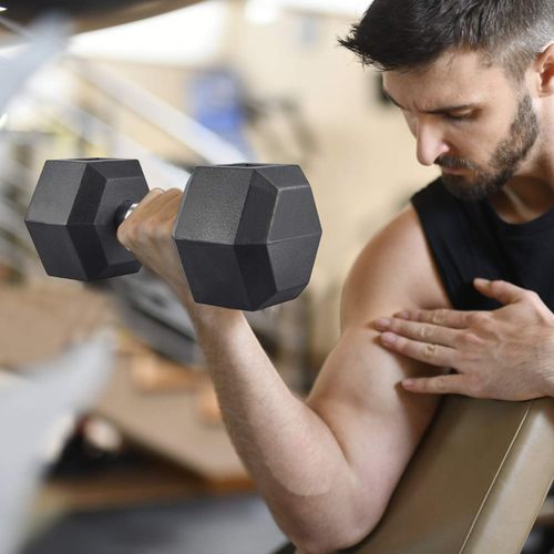 5KG Dumbbell Men's & Women's Fitness Hexagon Rubber Weight(SOLD PER SINGLE HAND) Features:
1. With a comfortable PVC texture grip, it can prevent slippage during exercise, thus ensuring safety.
2. Ver