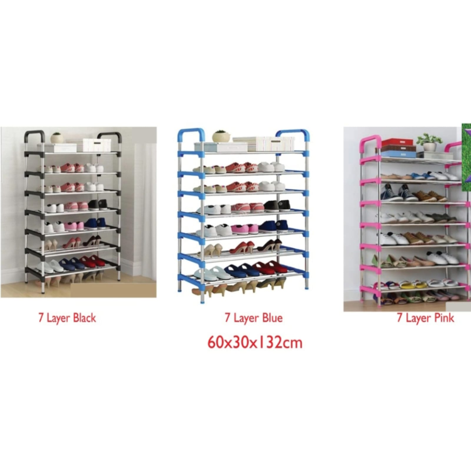 Executive Adjustable Portable 7 Layer Shoe RackDurable
Affordable
Perfect for you
Extra storage space
Easy to assemble
WHAT’S IN THE BOX
UN ASSEMBLED SHOERACK. WITH ASSEMBLING MANUAL