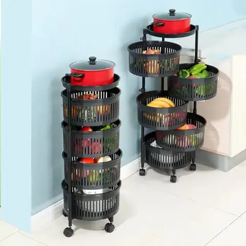 SPECIAL OFFER Tier Fruit Vegetable Storage Basket, Round Rotating Multi-Layer Kitchen Storage Shelf. Made of eco-friendly material, Bnon-toxic and tasteless ,safe for any fruits ,vegetables and food