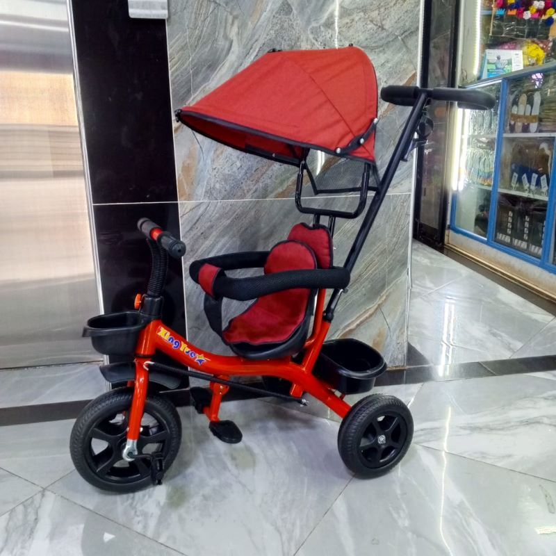 RESTOCKED Multifunctional Hand-Push Tricycle,Tricycle Baby Push Trike, Kids First Bike, with Sun Canopy, Easy to Assemble  (9Months-5 Years Old