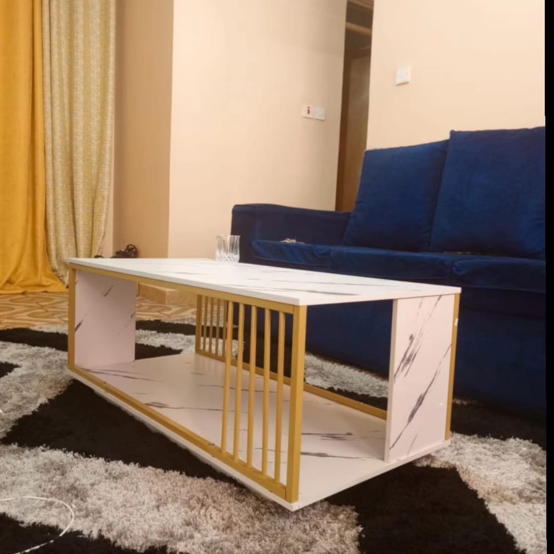 Quality Marble Textured Coffee Table Kitchen & Dining Room Furniture Light and luxury Wide table top Double layer storage Smooth texture marbling