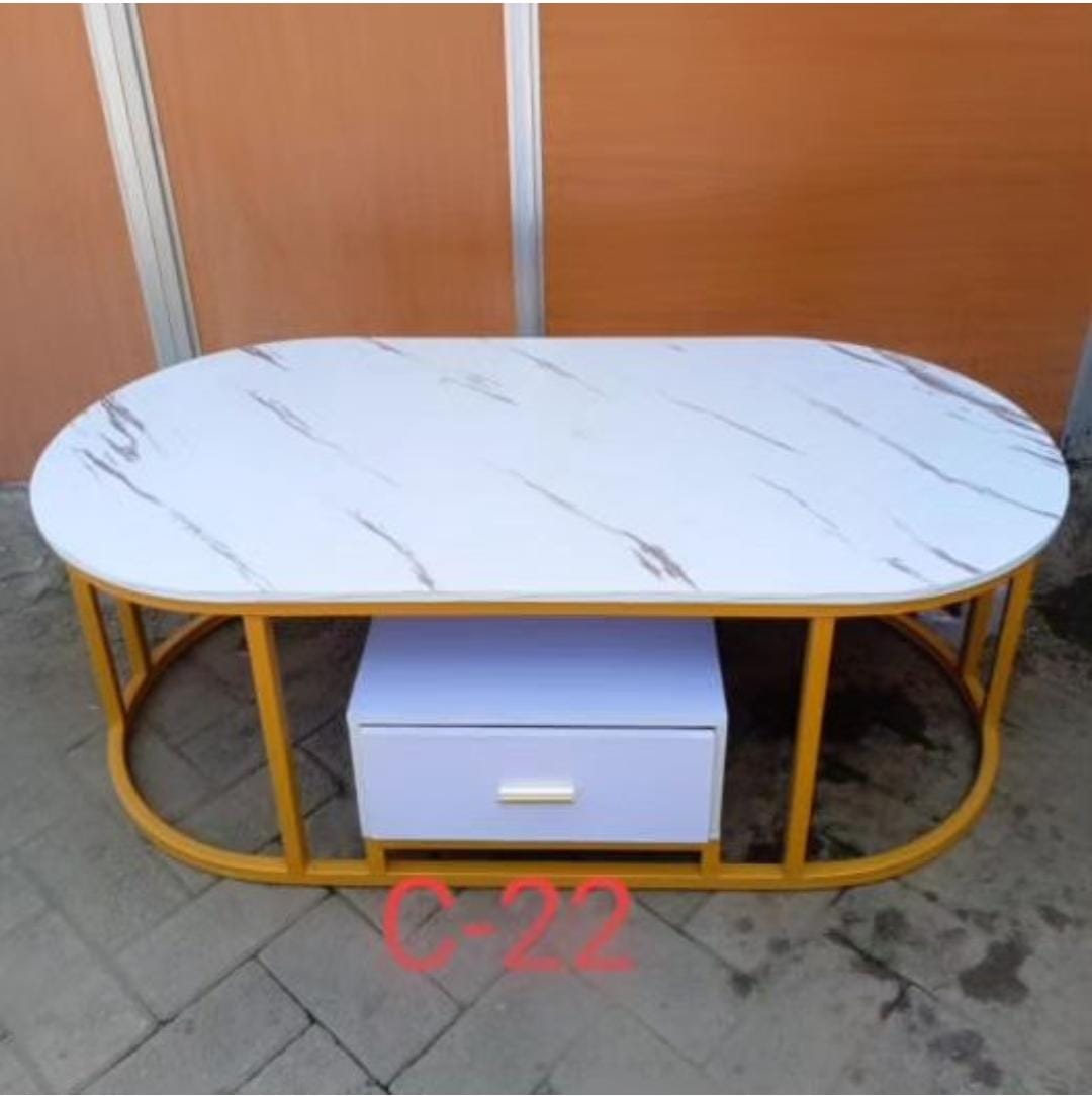 WHITE MDF marble effect pattern coffee table  Kitchen & Dining Room Furniture Dimensions: L120cm,W60cm H50cm Shape; Oval.