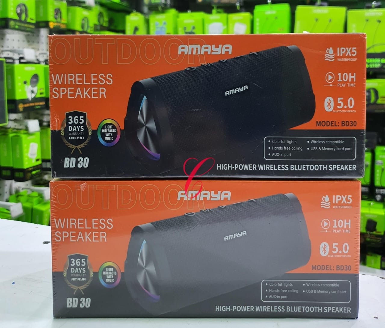 AMAYA OUTDOOR WIRELESS STERIO SPEAKER , has a incredible base system both tremble can withstand power for UpTo 5 days  standby, wireless Bluetooth speaker system, small sized hbase and deeper base ,,