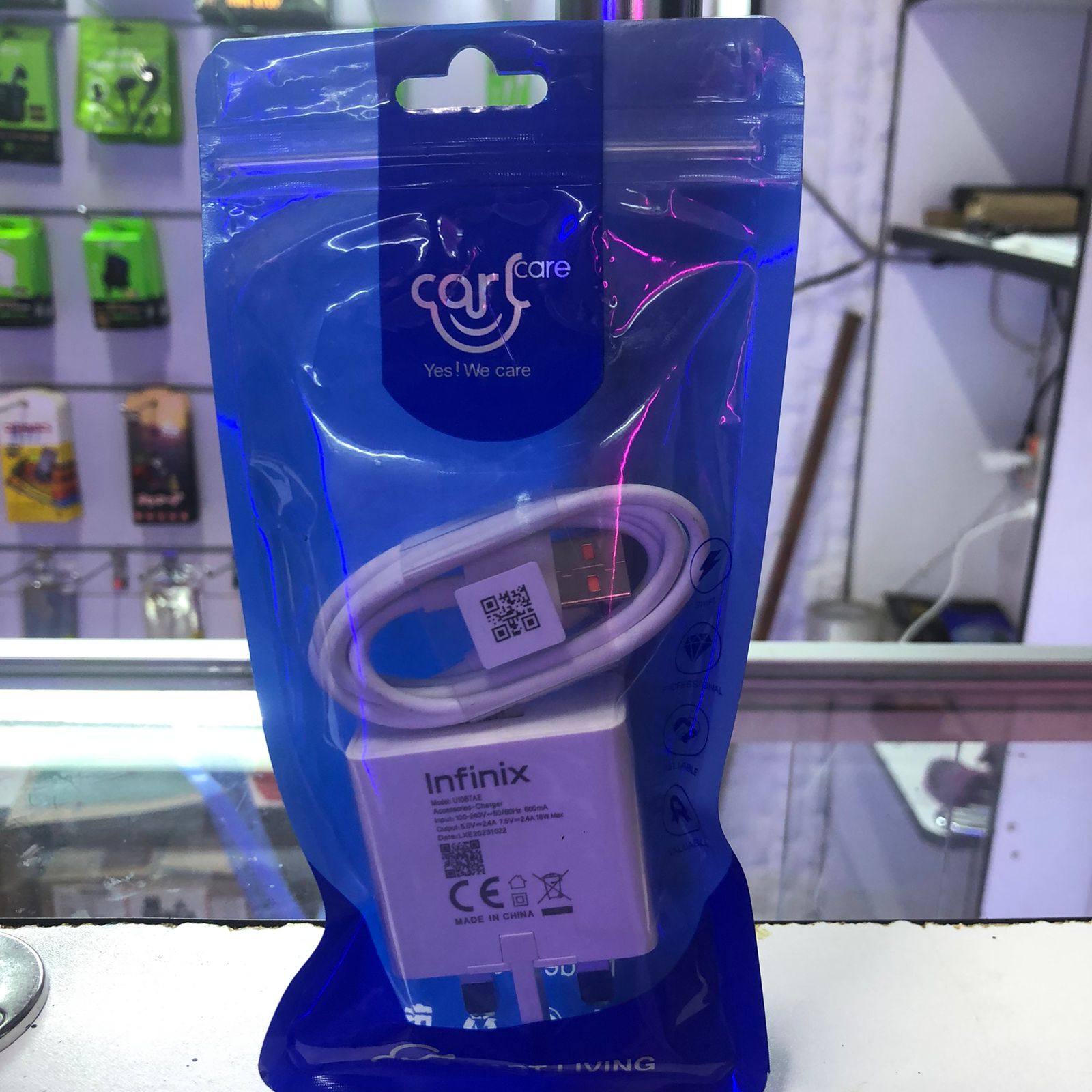 Infinix 18W super fast charging charger carlcare,with a type c charging cable , compatible with all brands