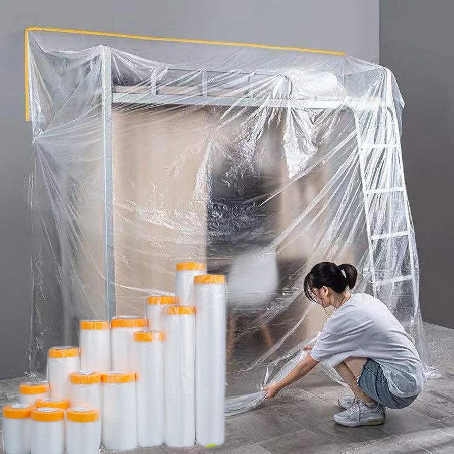 Pre-taped Plastic Sheet Dust Cover PlasticFor Dust Prevention/Painting And Renovation