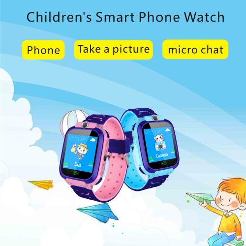 Kids Intelligent Phone Watch with SIM Card Slot 1.44 inch Touching Screen Children Smartwatch with GPS Tracking Function Voice Chat Photograph Compatible with All Android and iOS Phone