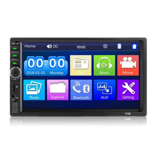 7018B 2 Din 7" Touch Screen Car Player Audio Stereo FM Radio Bluetooth MP3 Player Support TF Multimedia Player DFDF(CAR DVR )(Black).