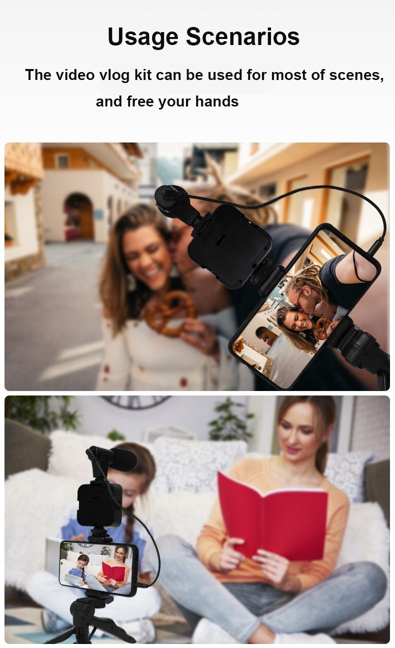 Classic AY-49 Video Making Vlog Tripod Kit With Microphone and And Light For Live Broadcast
