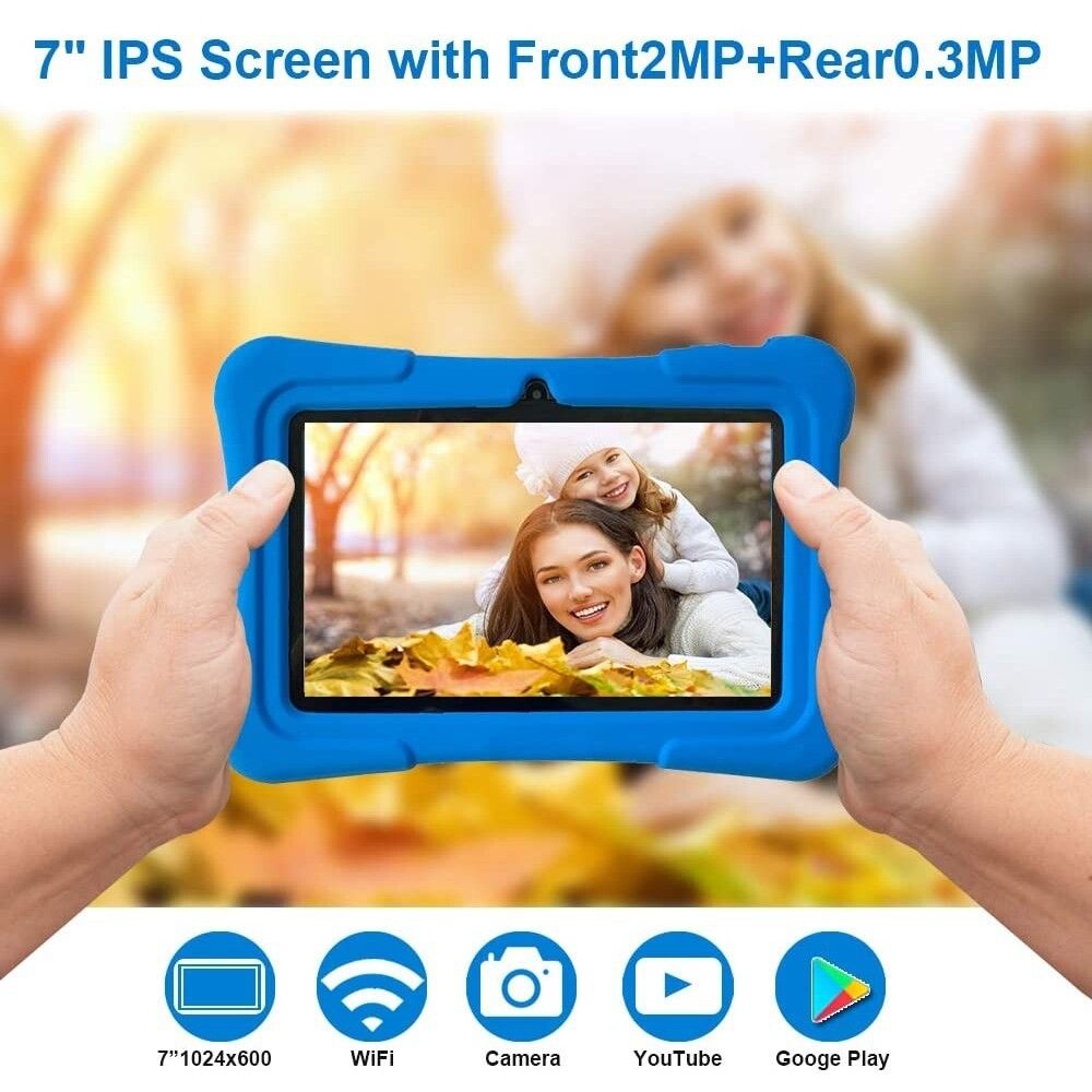 K7 Kids Education Tablet PC, 7.0 Inch, 1GB+16GB, Android 10 Allwinner A50 Quad Core CPU(Light Blue)