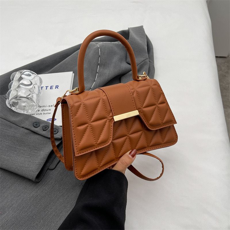 Women's BagsSenior texture new all-in-one bag Popular female bag diamond check handbag Fashion simple Korean version of small square bag solid color leisure foreign style single shoulder crossbody bag