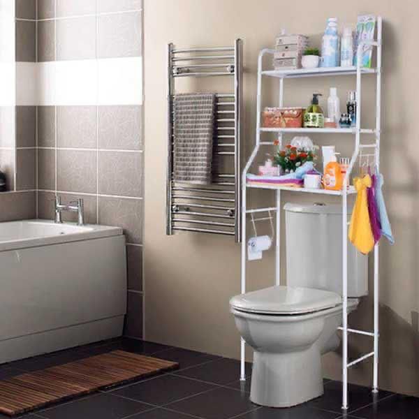 🔅 Bathroom organizere. You will have plenty of room for necessary items like towels, toilet paper and more. This shelving unit utilizes the wasted storage area above the toilet for maximum space effi