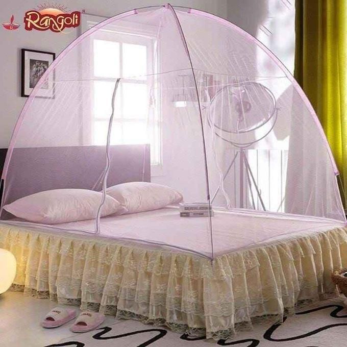 Pop-Up Mosquito Net Tent For Beds Portable Folding Design With Net BottomU-Type Double-Door and each door attached two zippers can easy get in/out. The bottom is entirely netted, provides fully enclos