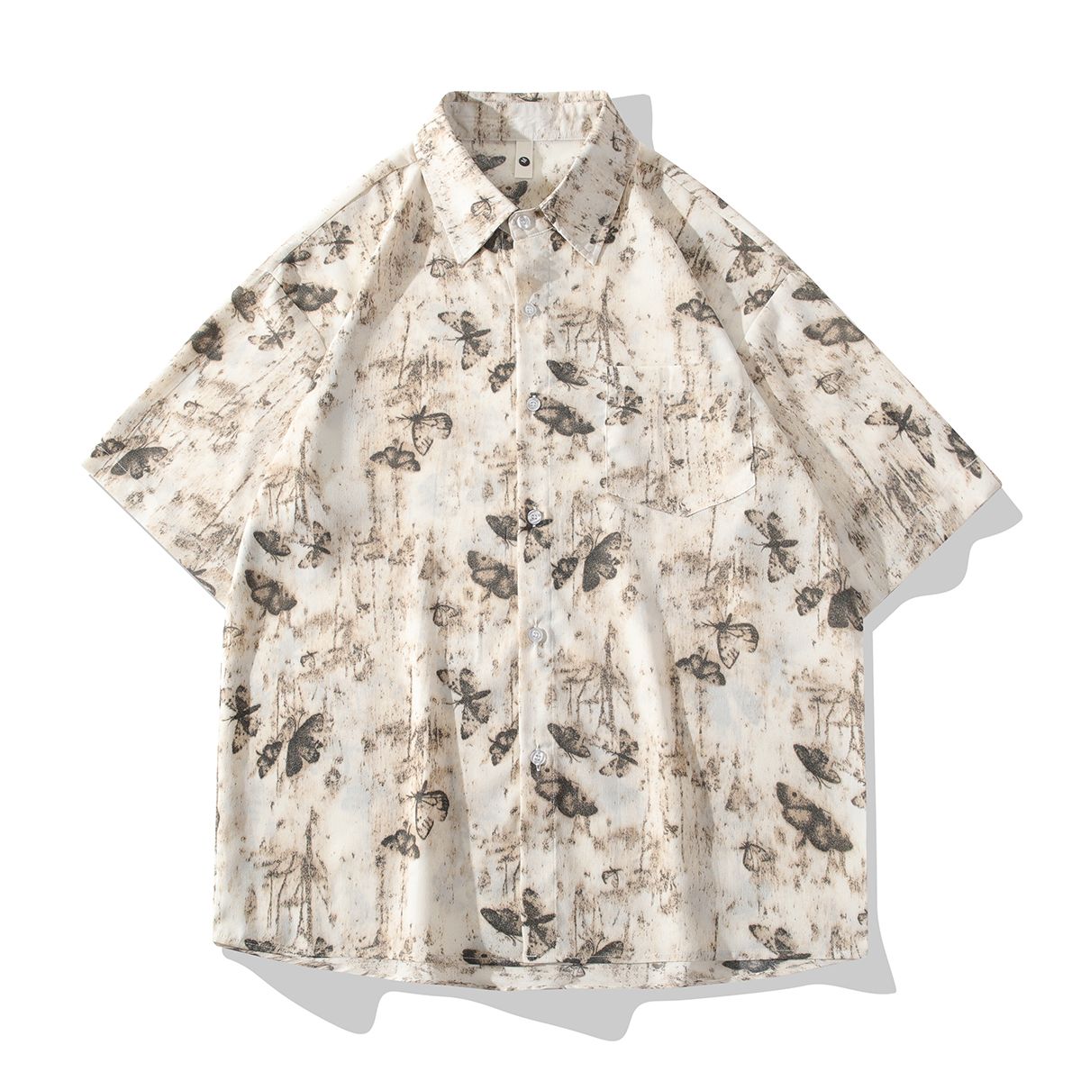 Summer shirt ice feeling short sleeved floral shirt men's loose casual shirt